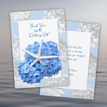 Elegant Floral Wedding Thank You Flat Card by BlueHyd at Zazzle