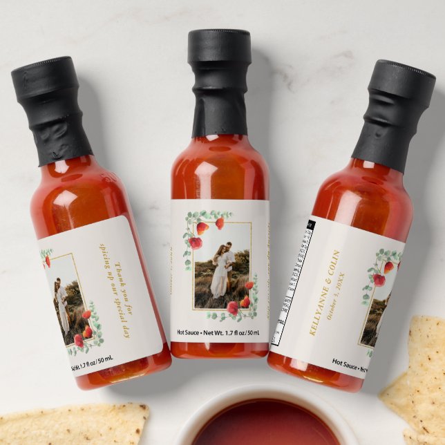 Elegant Floral Wedding Thank You Hot Sauces (Laydown)