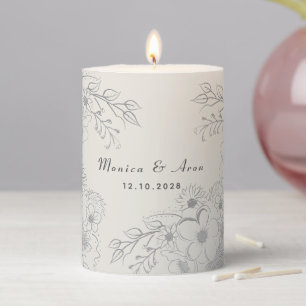 Elegant Floral Wedding Unity Pillar Candle