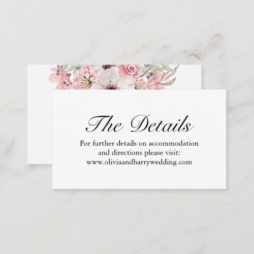 Elegant Floral Wedding Website Enclosure Card