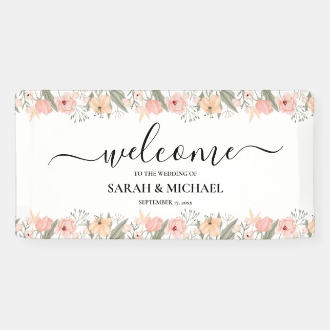 Elegant Floral Wedding Welcome Banner (Horizontal)