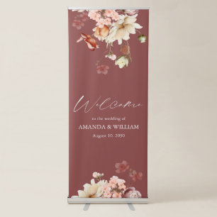 Elegant Floral Wedding Welcome Retractable Banner