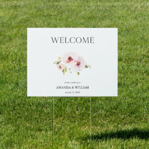 Elegant Floral Wedding Welcome  Sign