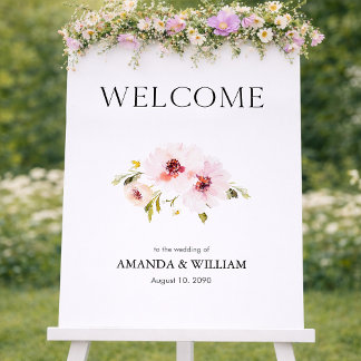 Elegant Floral Wedding Welcome Sign
