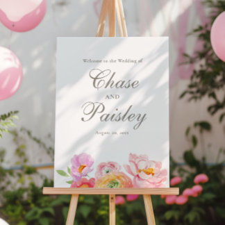 Elegant Floral Wedding Welcome Sign