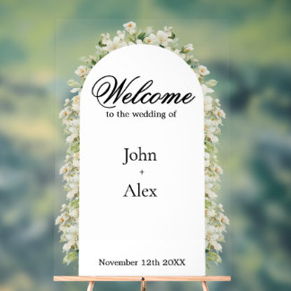 Elegant Floral Wedding Welcome Sign - Custom Made
