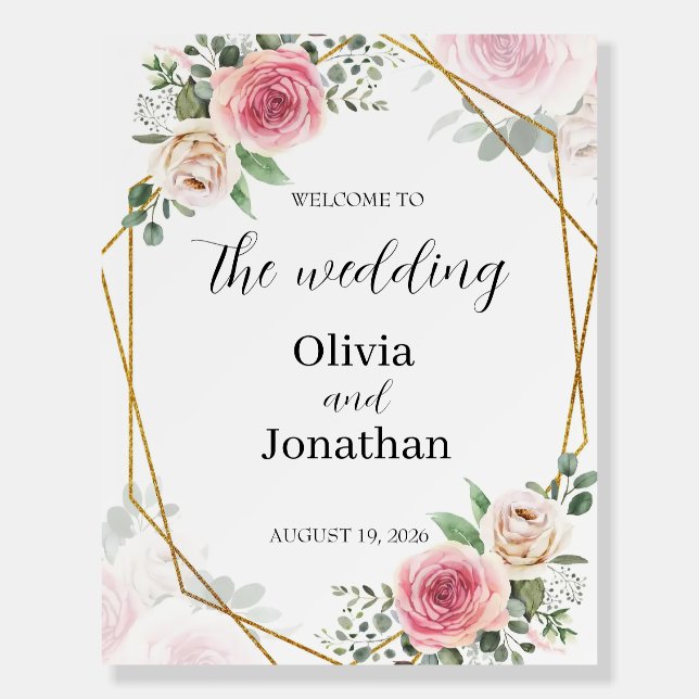 Elegant Floral Wedding Welcome Sign Poster (Front)