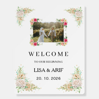 Elegant Floral Wedding Welcome Sign | Romantic Rec