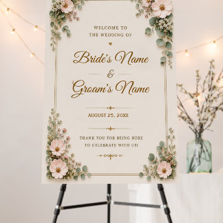 Elegant Floral Wedding Welcome Sign Template