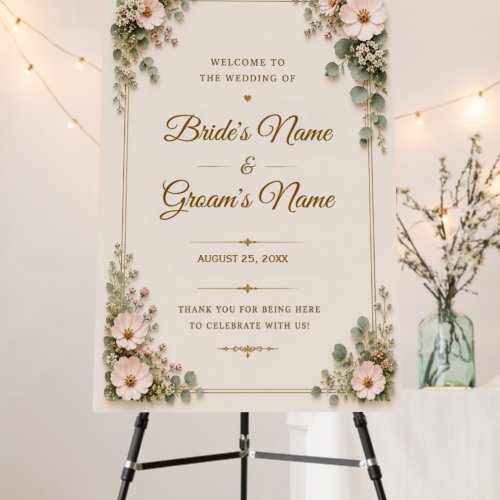 Elegant Floral Wedding Welcome Sign Template