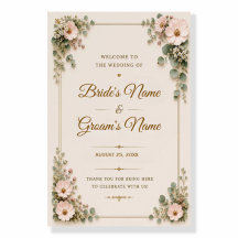 Elegant Floral Wedding Welcome Sign Template
