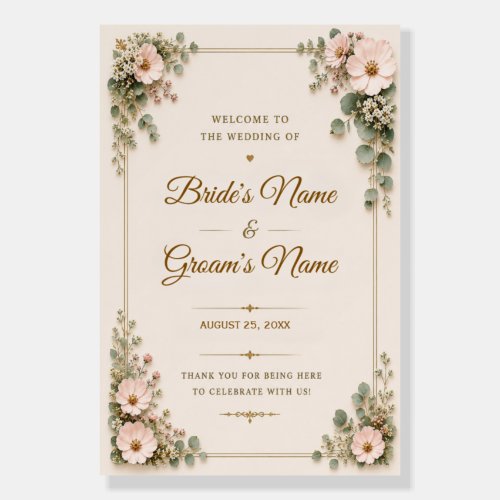 Elegant Floral Wedding Welcome Sign Template