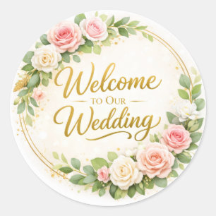 Elegant Floral Wedding Welcome Sticker