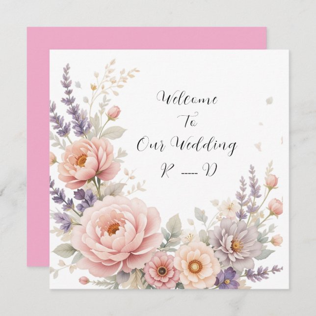 Elegant Floral Wedding Welcome Sticker with Custom Invitation (Front/Back)