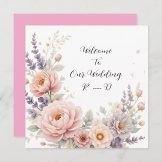 Elegant Floral Wedding Welcome Sticker with Custom Invitation