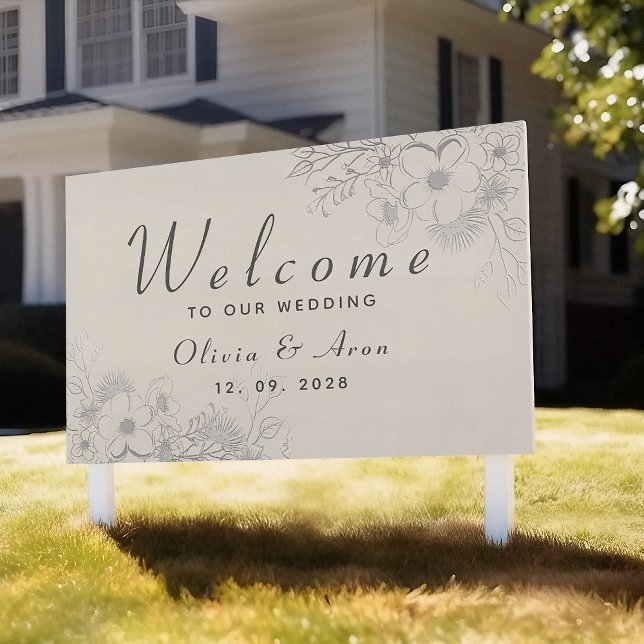 Elegant Floral Wedding Welcome Yard Sign (Creator Uploaded)