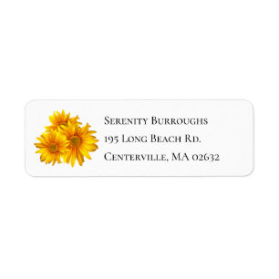 Elegant Floral Wedding Yellow Sunflowers Label