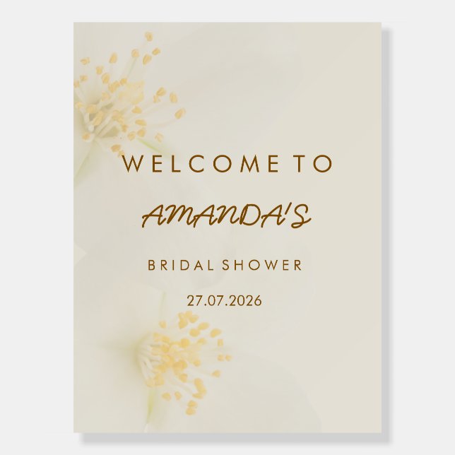Elegant Floral Welcome Sign | Bridal Shower Board (Front)