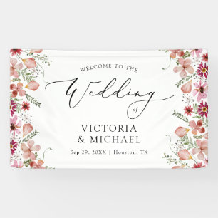 Elegant Floral Welcome to Wedding Banner