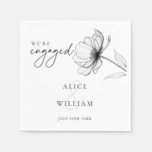 Elegant Floral We're Engaged Engagement Party Napkins