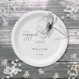 Elegant Floral We're Engaged Engagement Party Paper Plates