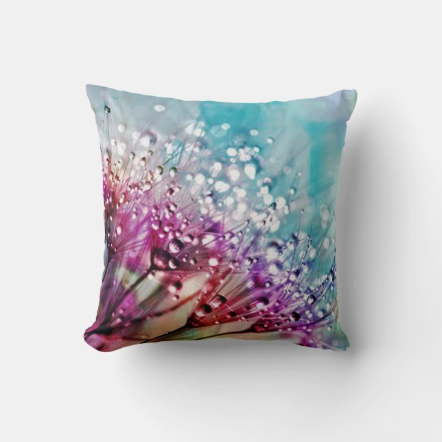 Elegant Floral Wet - Look Throw Pillow (Front)