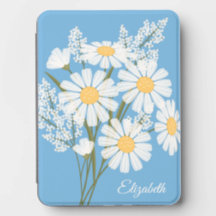 Elegant Floral White Daisies on Blue