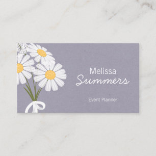 Elegant Floral White Daisies Rustic Business Card