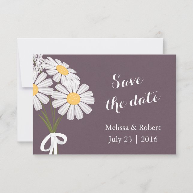 Elegant Floral White Daisies Save the Date Wedding (Front)