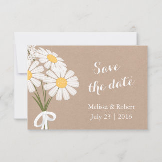 Elegant Floral White Daisies Save the Date Wedding