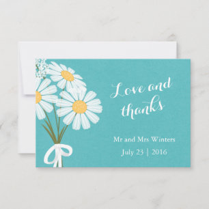 Elegant Floral White Daisies Thank You Wedding Card