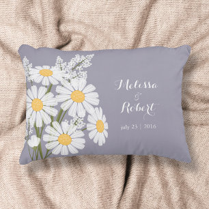 Elegant Floral White Daisies Wedding Decorative Pillow