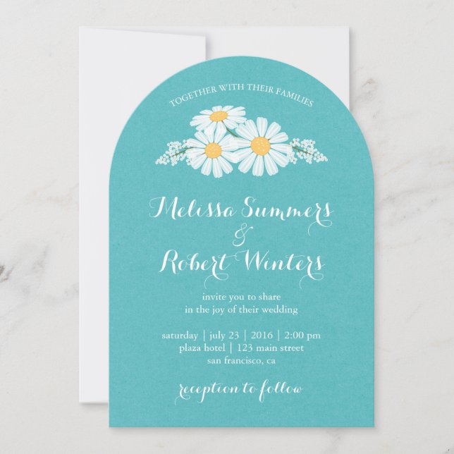 Elegant Floral White Daisies Wedding Invitation (Front)