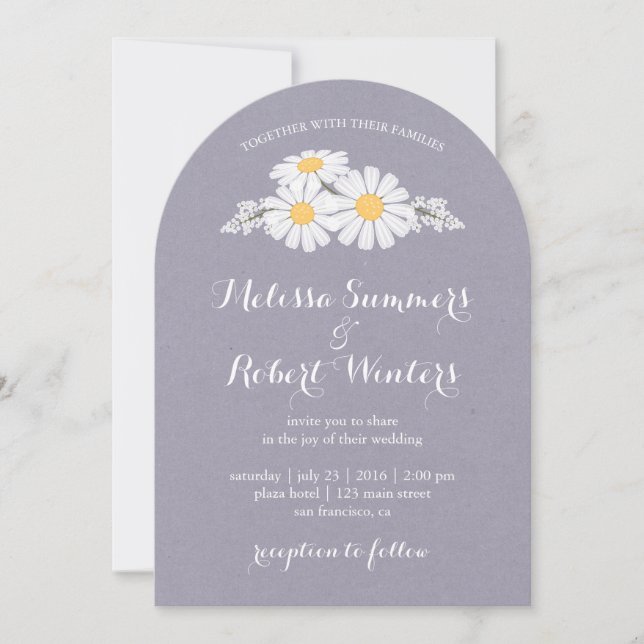 Elegant Floral White Daisies Wedding Invitation (Front)