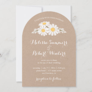 Elegant Floral White Daisies Wedding Invitation