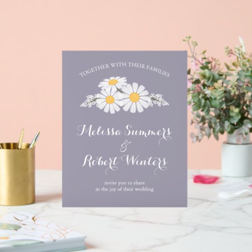 Elegant Floral White Daisies Wedding Lavender Acrylic Sign