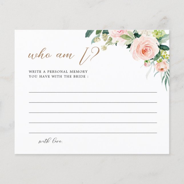 Elegant Floral Who Am I Guessing Game Cards (Front)