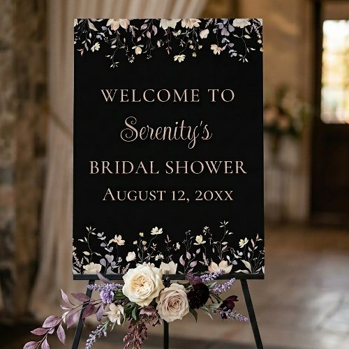 Elegant Floral Wildflower Black Boho Bridal Shower Foam Board