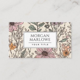 Elegant Floral Wildflower Botanical  Business Card