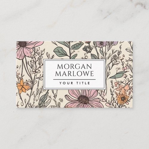 Elegant Floral Wildflower Botanical  Business Card