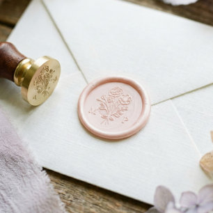 Elegant Floral Wildflower Bouquet Monogram Wedding Wax Seal Stamp