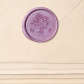 Elegant Floral Wildflower Bouquet Monogram Wedding Wax Seal Sticker (Front)