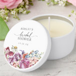 Elegant Floral Wildflower Bridal Shower Mini Candle Favors<br><div class="desc">Elegant Floral Wildflower Bridal Shower Mini Candle Favors. Light up the memories of your special day with the Colorful Love Is In Bloom Mini Tin Candle Favors. These candles feature a stunning display of jewel-toned wildflowers delicately hand-painted across a soft watercolor backdrop. Accented with graceful calligraphy, these candles offer a...</div>