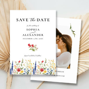 Elegant Floral Wildflower Classic Save the Date Invitation