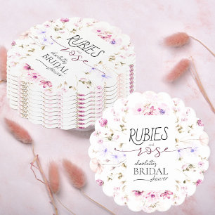 Elegant Floral Wildflower Ruby Rose Bridal Shower Paper Coaster
