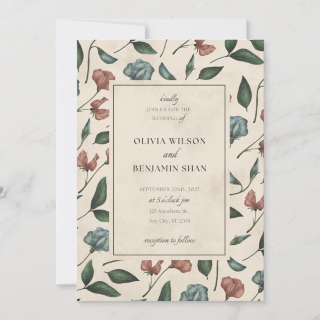 Elegant Floral Wildflower Wedding Invitation (Front)