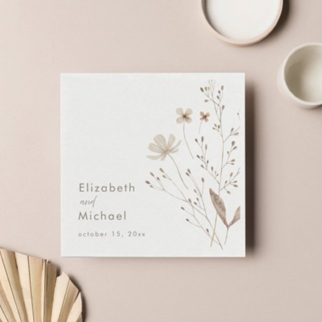 Elegant Floral Wildflower Wedding Paper Napkins (Creator Uploaded)