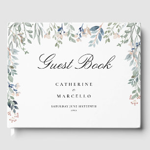 Elegant Floral Wildflowers Cascade Wedding Guest Book