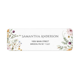 Elegant Floral Wildflowers Return Address Label