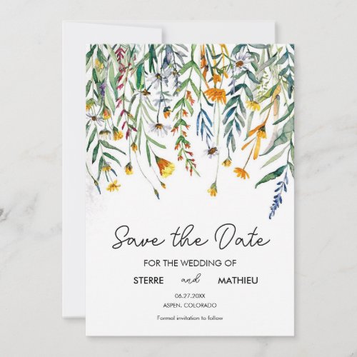 Elegant Floral Wildflowers  Save The Date